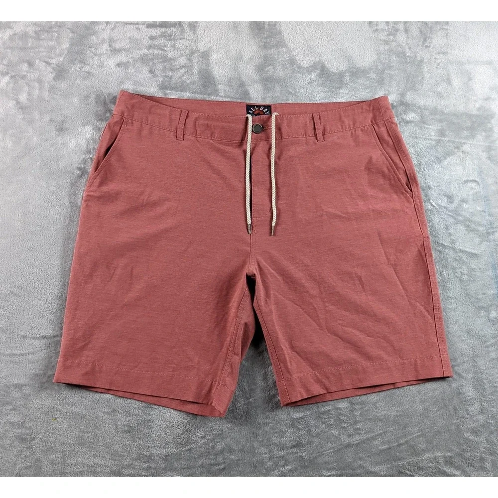Faherty All Day Shorts Men 36 Red Pink Drawstring Stretch 9
